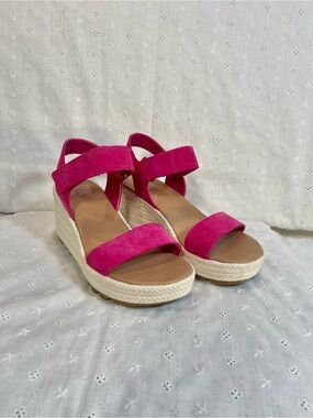 Sorel Hot Pink Espadrille Wedge Sandals
